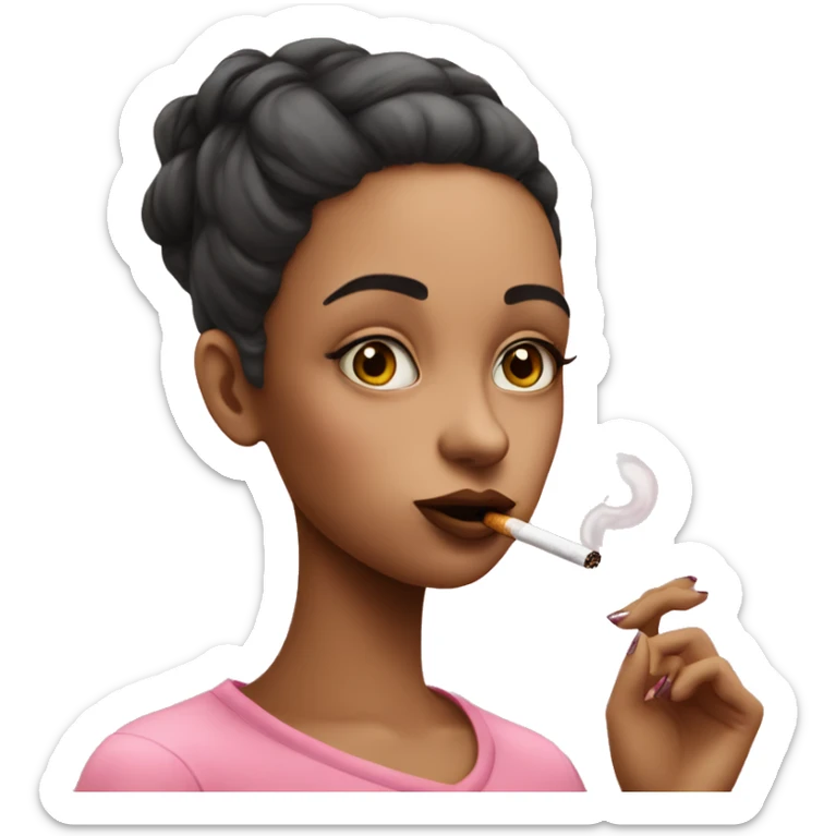 girl with baggy eyes smoking a cigarette but make it pink sticker