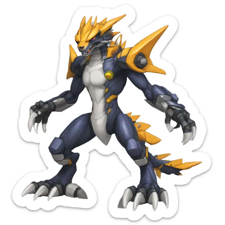  Cool Edgy Digimon-Fakemon-Garurumon-Greymon with edgy markings full body sticker