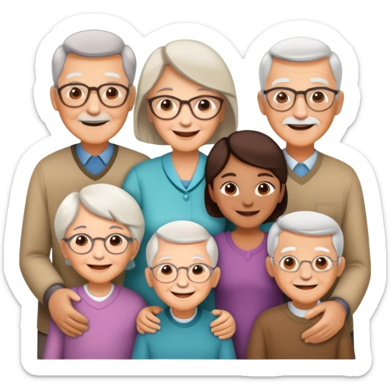 multigenerational family with grandparents, parents and children sticker