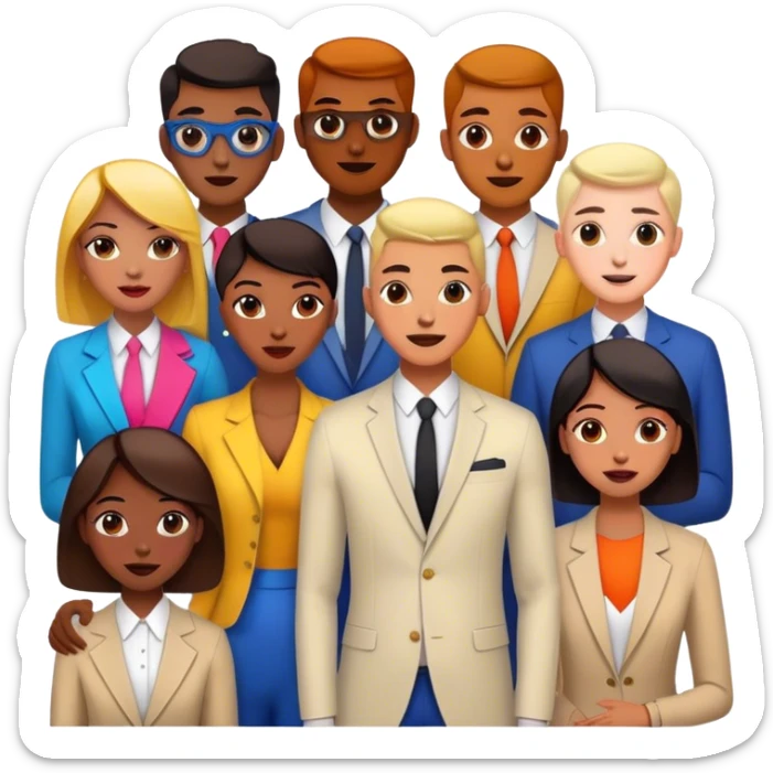 Cinematic Realistic BTS Portrait Emoji, depicted as a dynamic energetic portrayal of the global K-pop group with stylish modern attire and vibrant expressions, rendered with rich textures and bold contemporary lighting that captures their youthful charisma. sticker