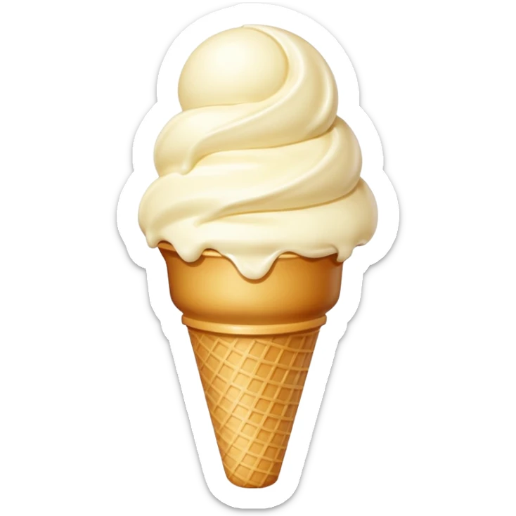 A single scoop of ice cream, smooth and creamy texture, glossy and soft, realistic, high detail, simple and cute design, isolated on white background, centered composition
 sticker