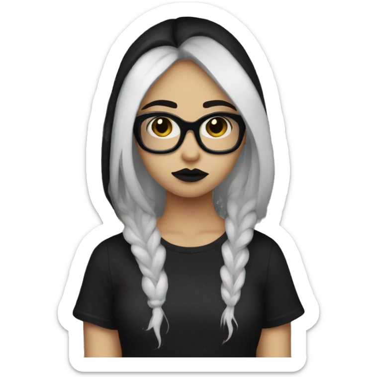 Sad+latina+goth-girl-dark-hair-with-glasses-black-tshirt sticker