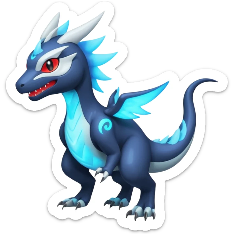 Neon Vibrant Pulsating Trail-glowing Chromatic Trico-Kyurem-Absol-Salamence-Salandit-Silvally-fusion-hybrid sticker