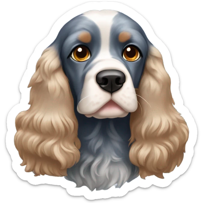 Cocker spaniel with one blue eye and the other brown with a blue roan fur color ￼ sticker