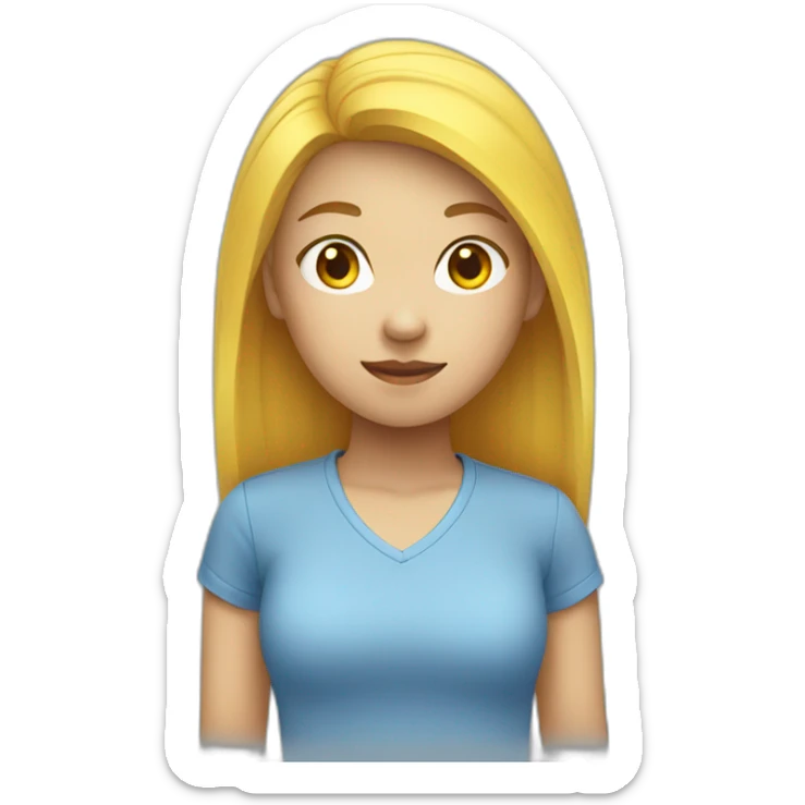 asian girl with yellow hair in a blue shirt sticker