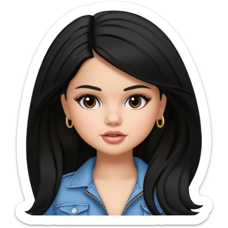 selena gomez as pretty bratz baddie, black hair sticker