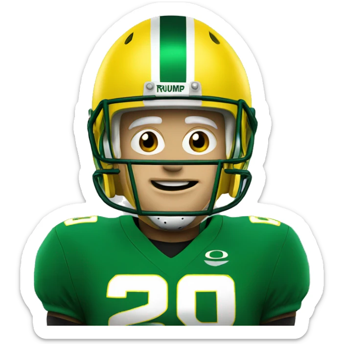 Trump wearing university of Oregon football helmet sticker