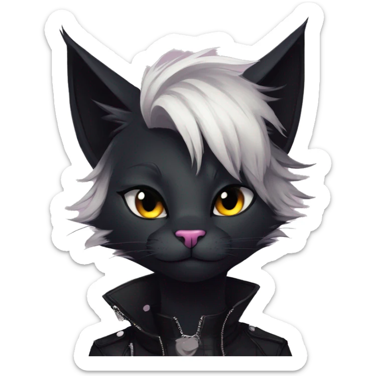 Edgy sharp anthro punk black cat furry by Falvie, LiLaiRa, griffsnuff, AngieWolf sticker