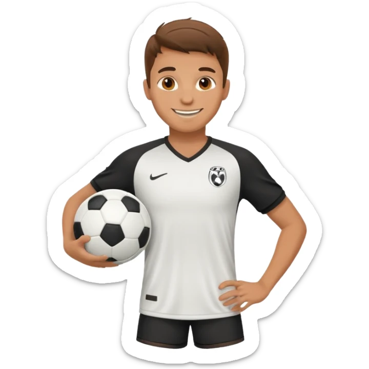 a guy with soccer equipment and a soccer ball ready for a pickup game sticker