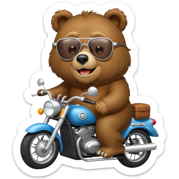 Un oso grizzly en una moto repartidora  sticker