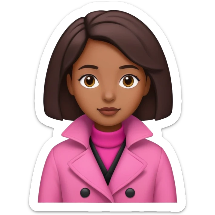 Brown skin girl wearing a pink and black coat sticker