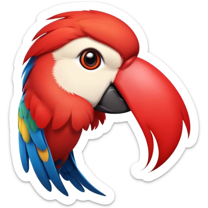 cinematic-cute-macaw-portrait-emoji,-head-tilted-playfully-and-inquisitively,-with-a-dazzling-red-plumage-and-round,-sparkling-eyes-filled-with-charm,-simplified-yet-irresistibly-adorable-features,-highly-detailed sticker