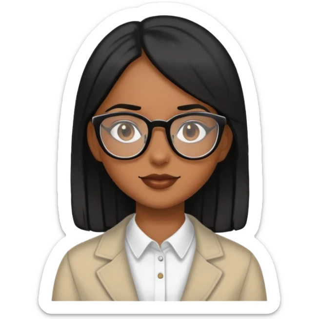 Chica morena con anteojos y pelo lacio negro sticker