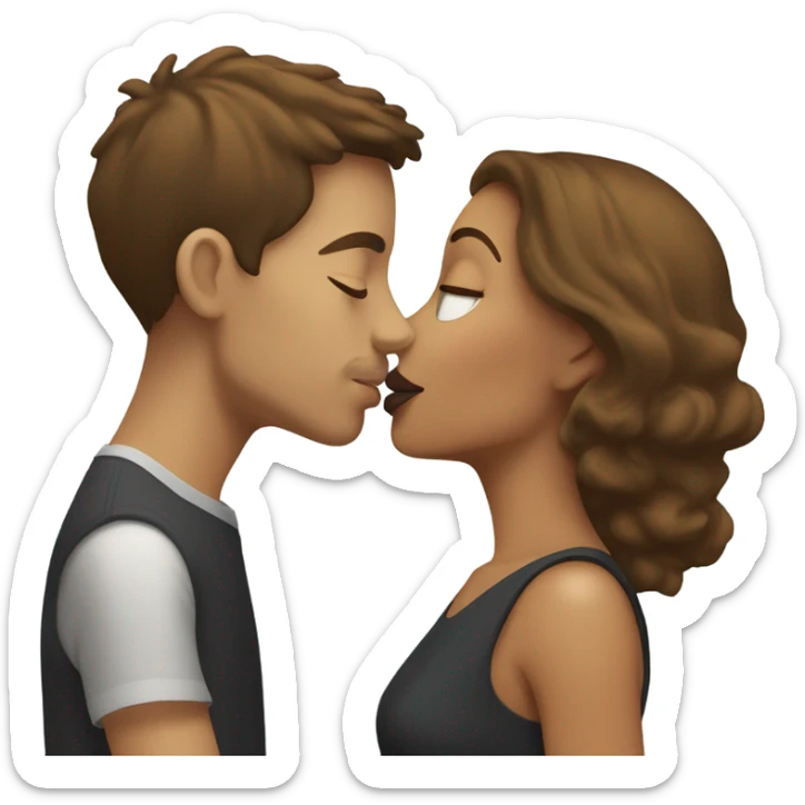 Light skin woman with brown hair kissing white man sticker