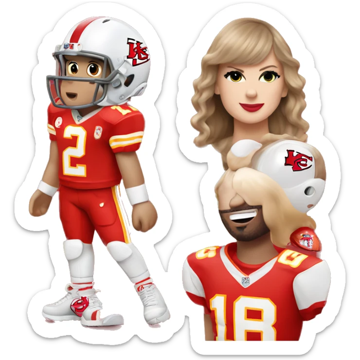 Taylor swift wearing a Kansas City chiefs jersey  sticker