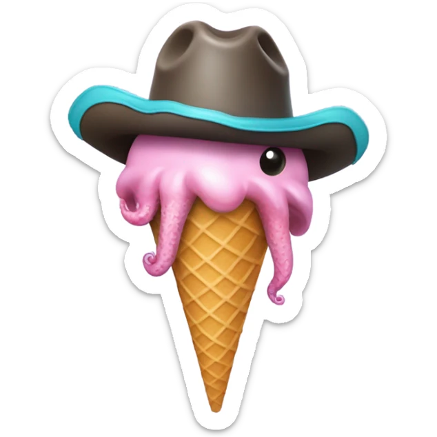 Ice cream cone but instead of ice cream it’s a squid tentacle and it has a cowboy hat sticker