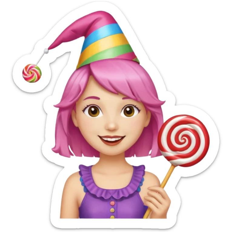 very pretty candy shop girl face with lollipop hair sticker