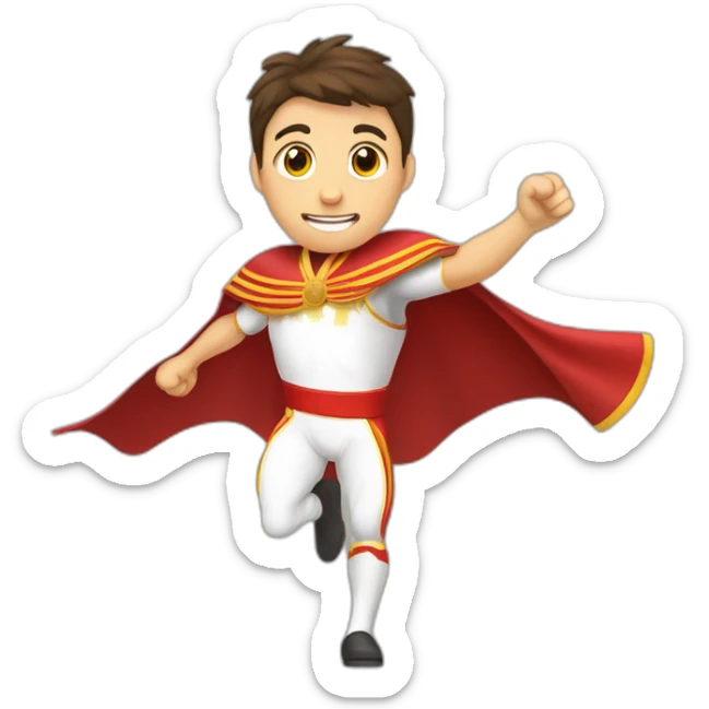 a runner athlete. with the posture of open arms greeting the public. in one arm he carries a bullfighter's cape sticker