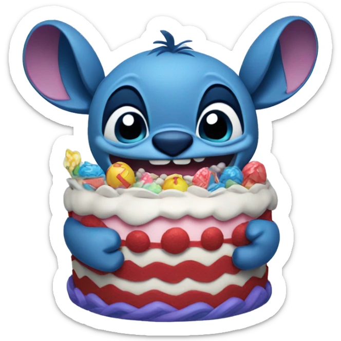 Stitch wishing happy birthday to Talia in 3d
 sticker