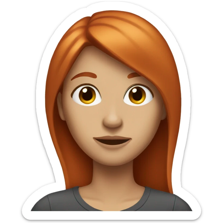 A selfie of a redheaded woman with straight hair sticker