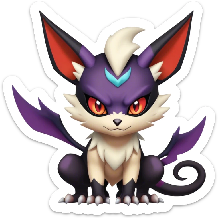 Edgy Cool Kawaii Litten-Noivern-Noibat-Absol-Pokémon Full Body sticker