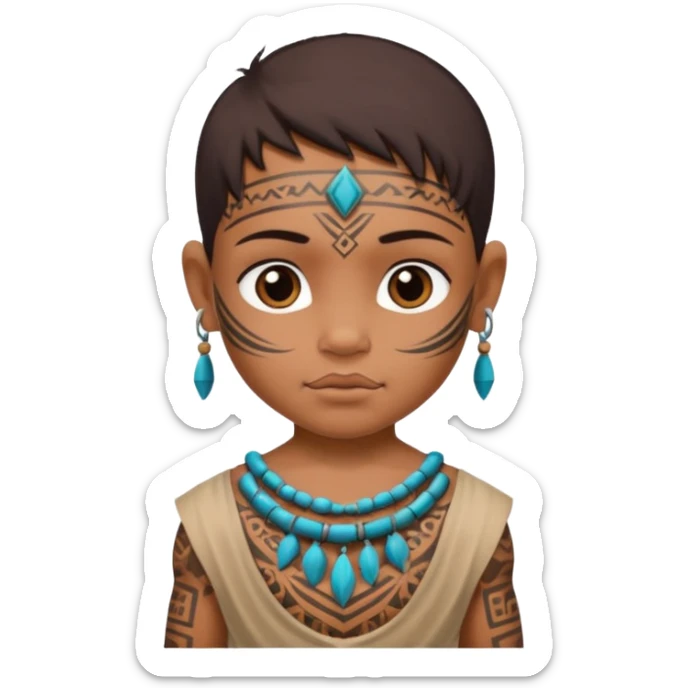 tatooed baby on neck and face, tribal ancient, half body sticker