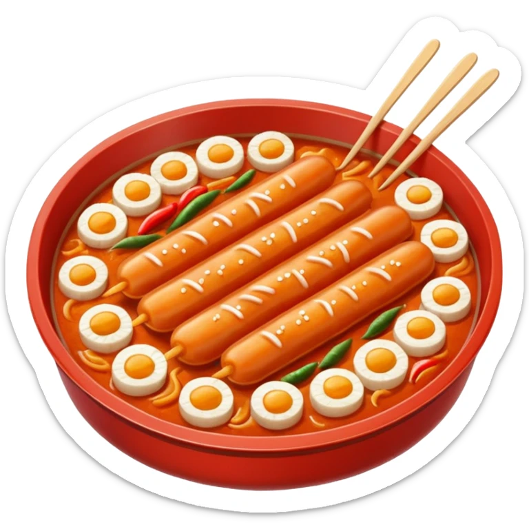 tteokbokki street food, tray of rice cakes sticker