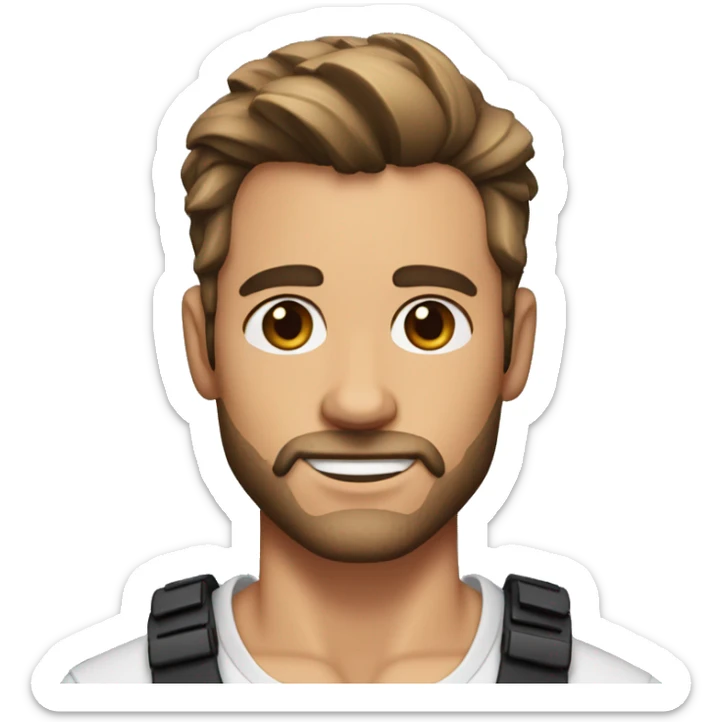 A guy with a chizeled jaw line and a 70-30 hair part and stubble beard sticker