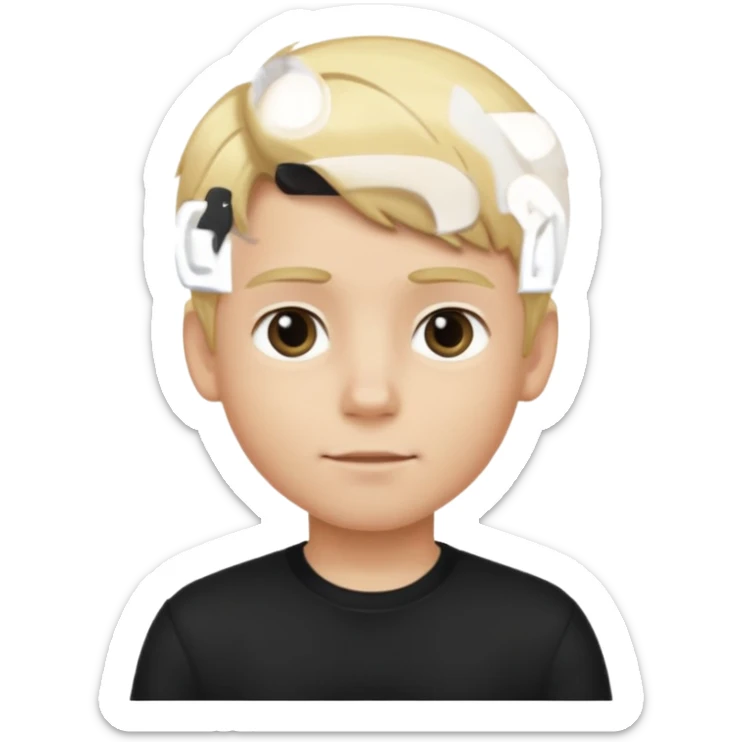 hockey player boy blonde hair black clothing sticker