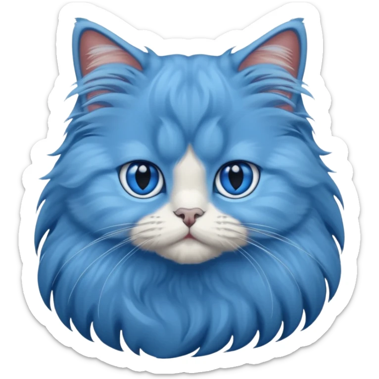 A cat which is a brittish longhair whit is blue color and hes eyes are blue sticker