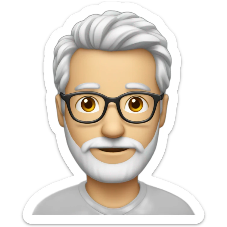 profesor de 50 años con cabello blanco, lentes no barba, no vigote sticker