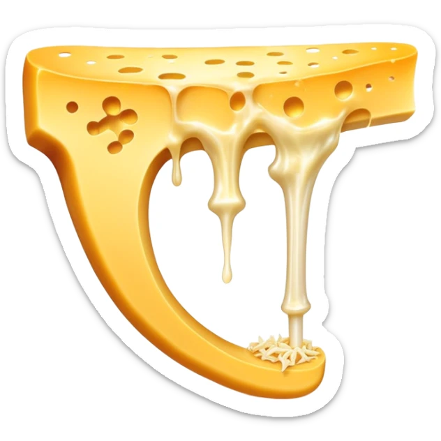 Ethereal shredded cheese with a radiant aura sending golden particles toward a femur bone with a glowing healing region. The scene is bathed in magical light with a bright K2 symbol acting as a bridge between the cheese and the healing bone. sticker
