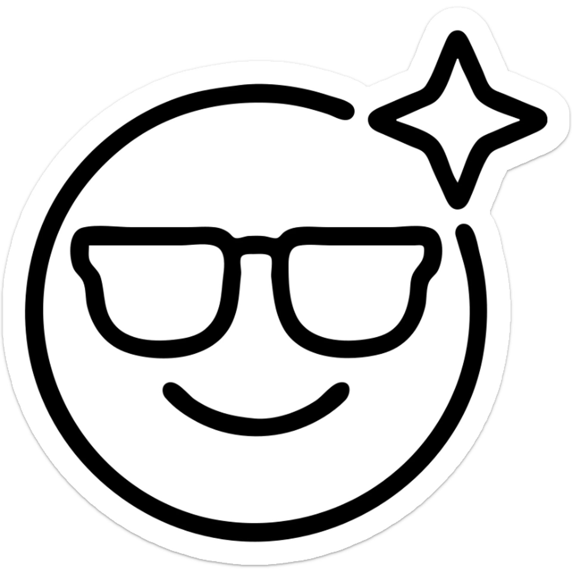 the concept of 'rizz' as a cool, confident, charismatic emoji, outlined icon style sticker