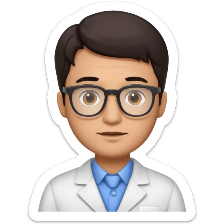 Cute cartoon therapist man dark hair and glasses sticker