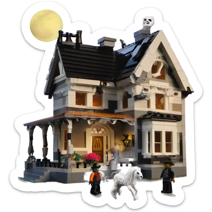 Lego barbie’s run-down frightening dangerous ghost-ridden haunted dream house nightmare scenario harvest moon  sticker