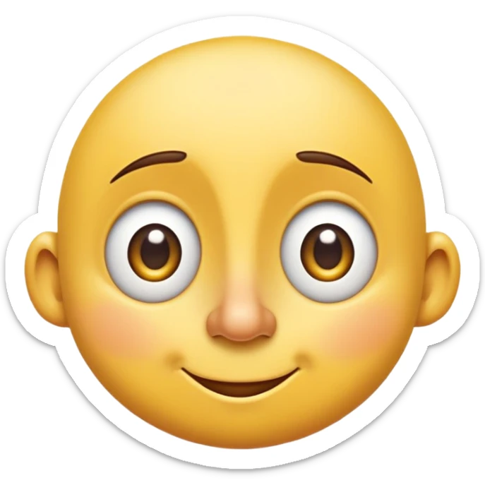 A yellow emoji face with a long Pinocchio-style nose, slightly tilted eyes looking to the side, and a small smirk. The expression shows guilt or mischief, indicating someone is lying. sticker