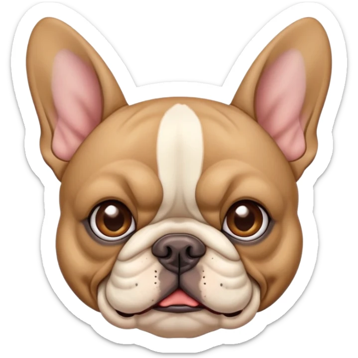 tan french bulldog head with bat ears and wrinkled face sticker