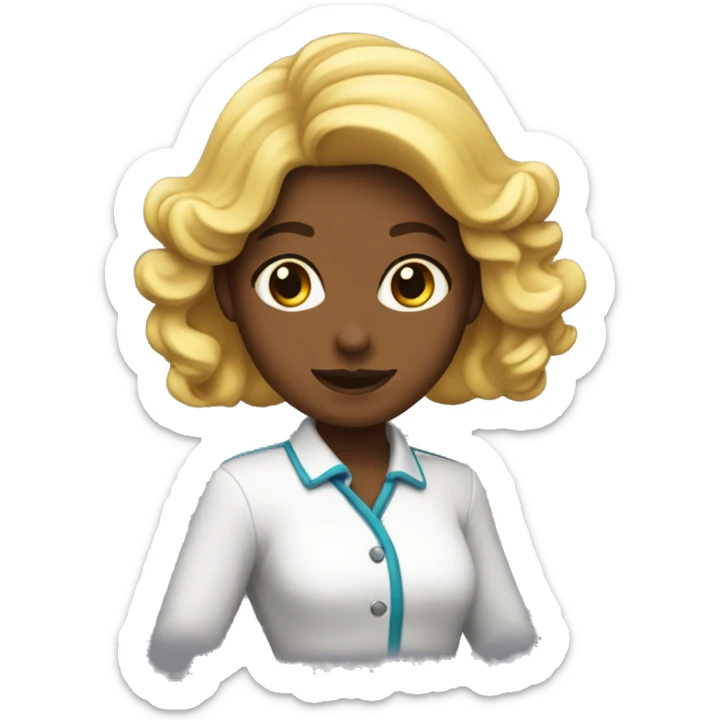 Una chica blanca con pelo ondulado negro sacando la lengua sticker