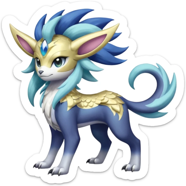 Shiny Sunny furry scaly painted Asian pastel-gradient Absol-Meloetta-Solgaleo-Luxray-Suicune-fusion sticker
