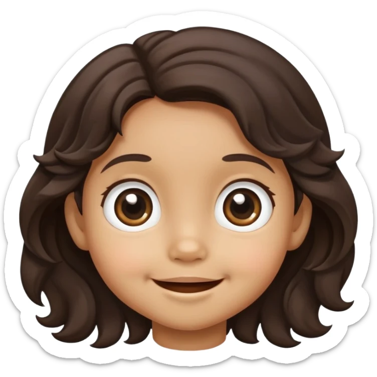 smiling toddler face with big eyes, medium skin tone, and dark wavy hair sticker