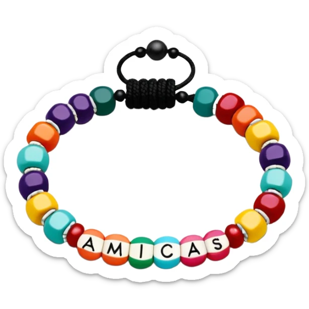 A taylor aweigh colorful brazalete with word “amigas” on the beads sticker