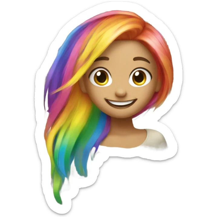 Use the image smiling rainbow hair girl and create a pack of emojis sticker