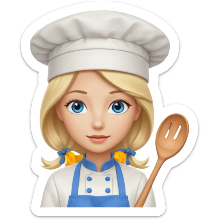 Sexy Long Blonde hair blue eyed female chef sticker