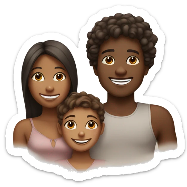 2 brown skin girls and one brown skin boy smiling  sticker