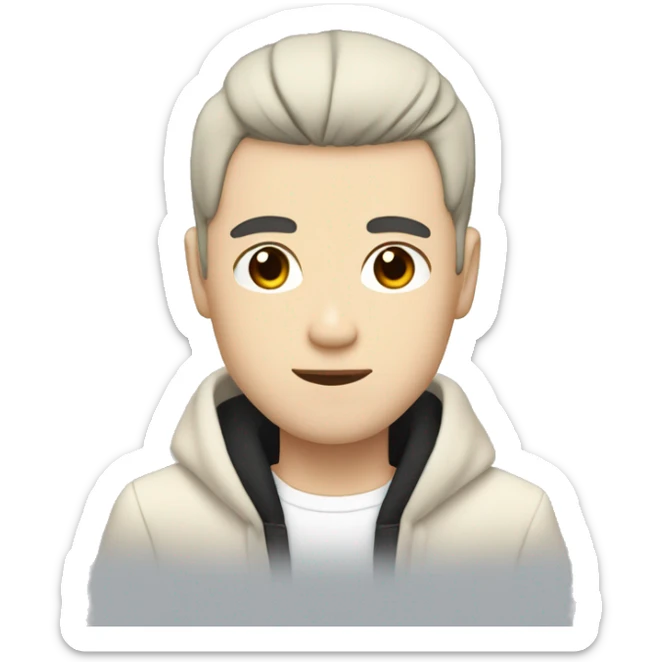 white skin color japanese man with black anime hair, make it from shoulders and create only one emoji sticker