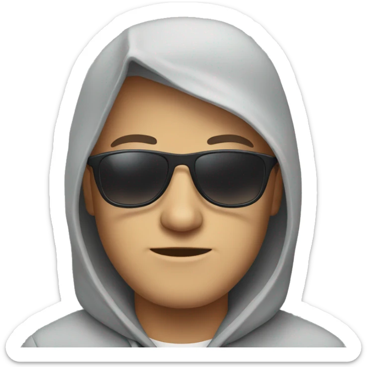 White Person in grey hoodie wearing sunglasses sticker