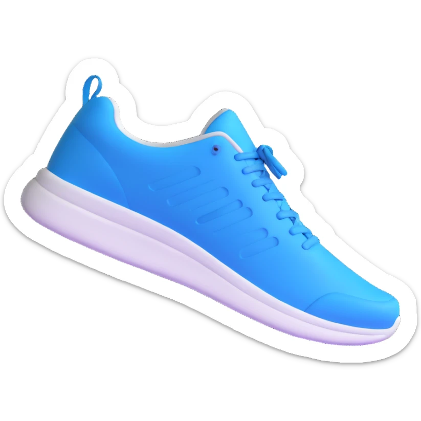 blue running shoe emoji, cartoonish 3D emoji style, white sole, angled view sticker