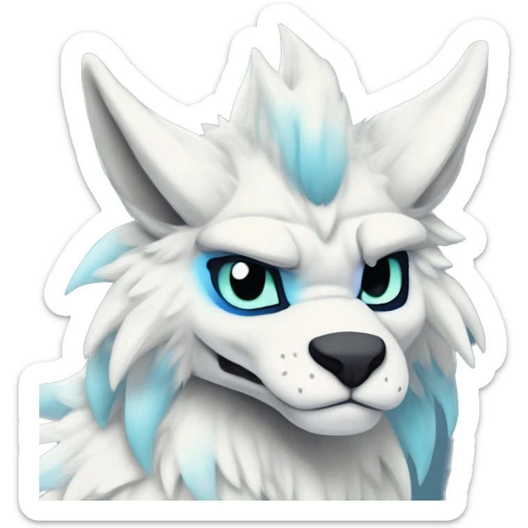 Cute Protogen-vernid-sergal-wickerbeast-fantasy-animal-fursona griffsnuff & LiLaiRa & Falvie full body white and light blue fur sticker sticker