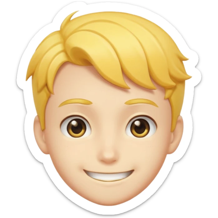 super cute anime pleading eyes classic yellow boy face cheesy smile bigger smile and thicker eyebrows  sticker