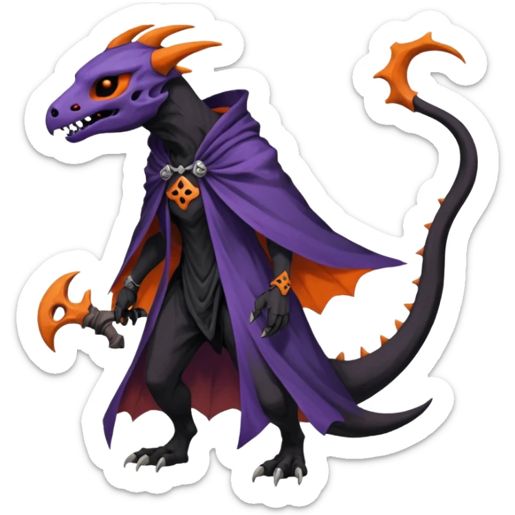 Nebulae Gothic Spooky Salandit-Cubone-Duskull-Noibat-Fakémon-hybrid-creature (full body)  sticker